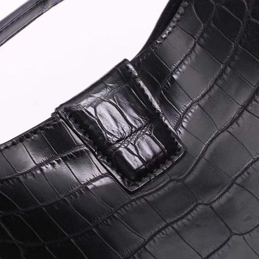 Black Crocodile Leather Medium Hobo Bag & Purse For Women