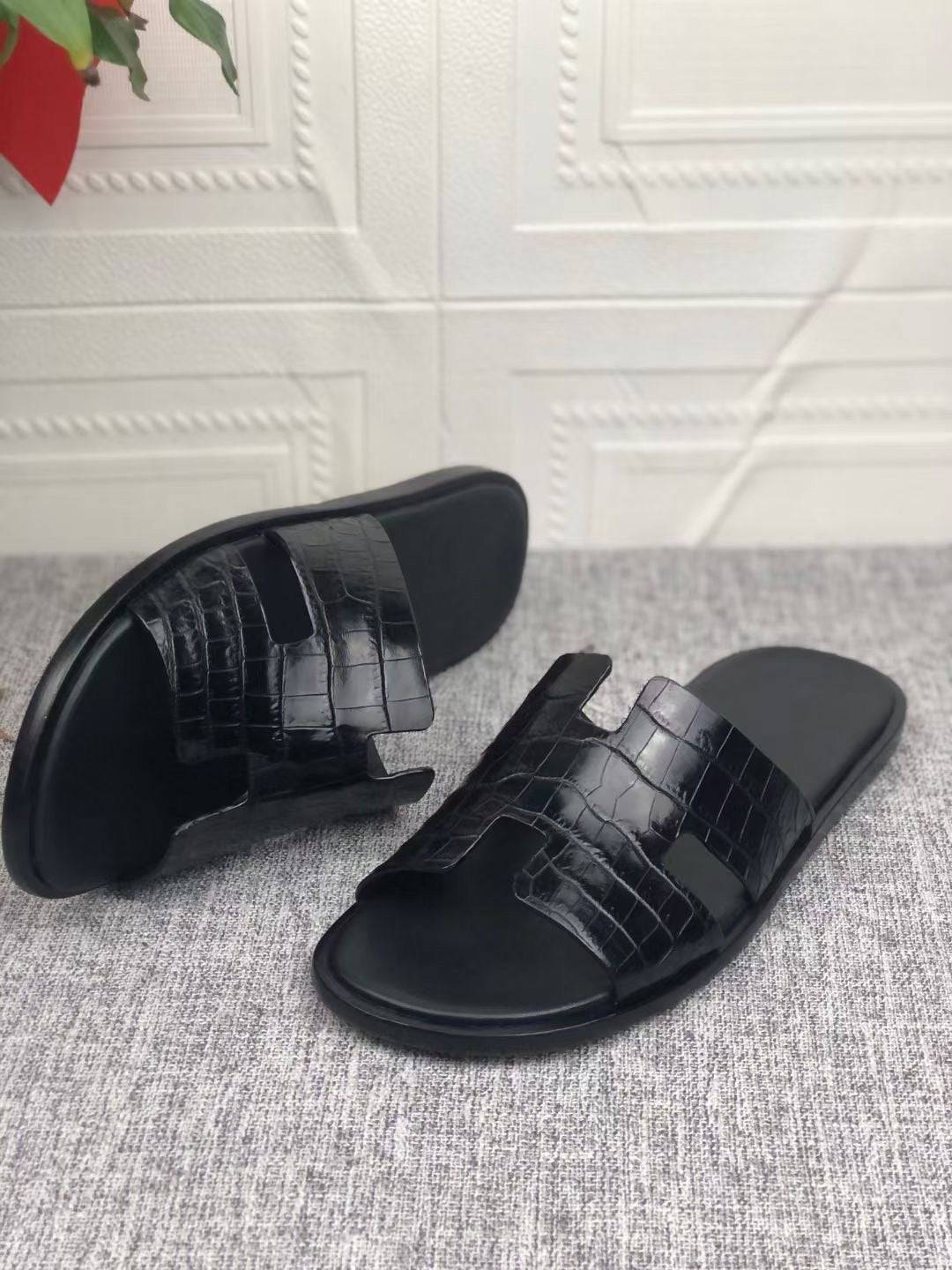 Crocodile Shoes Genuine Crocodile Belly Leather Mens Slipper