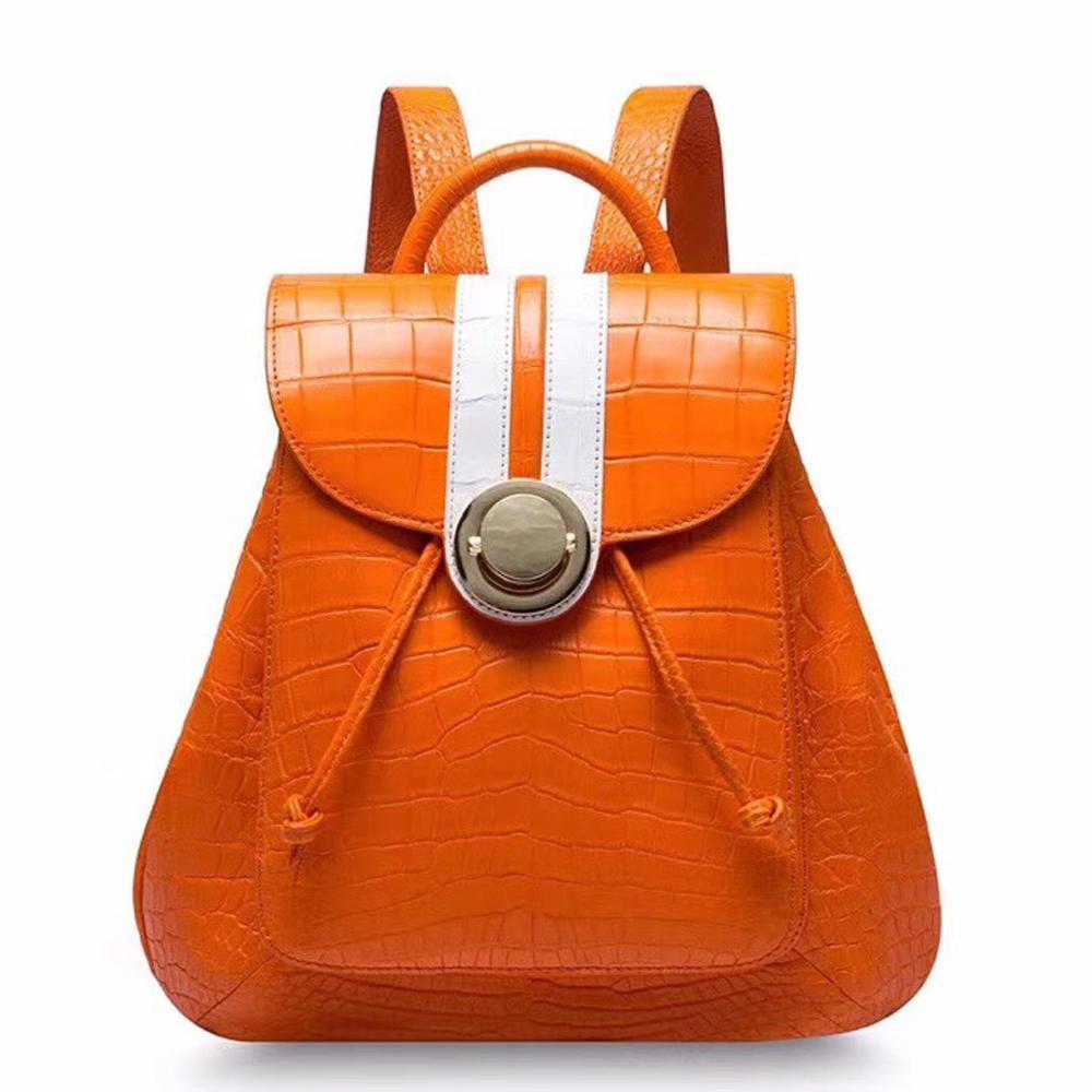 Crocodile Belly Leather Women's Backpack