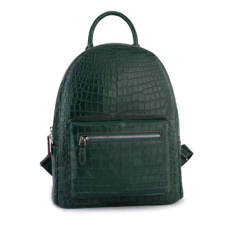 Crocodile Leather Backpack Dark Green For Women