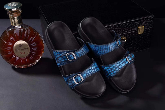 Crocodile Shoes Crocodile Leather Sandals Vintage Sky Blue