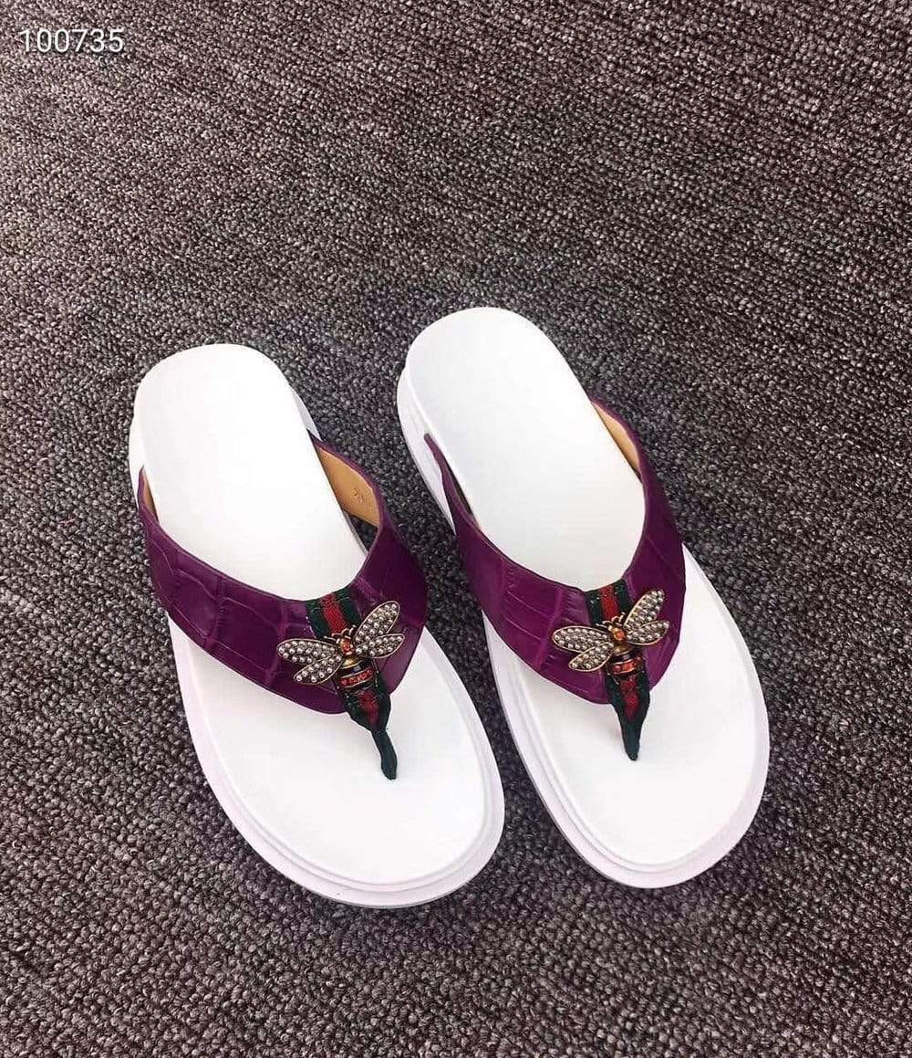 Crocodile Shoes Crocodile Leather Slippers With Bee