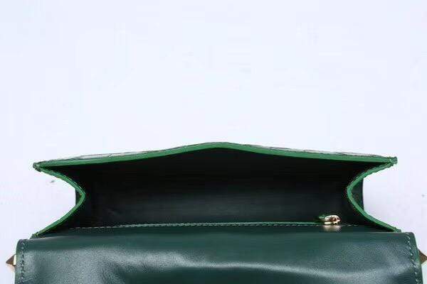 Crocodile Leather Top Handle Bag Dark Green