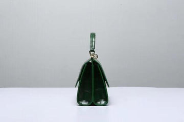 Crocodile Leather Top Handle Bag Dark Green
