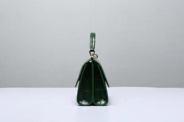 Crocodile Leather Top Handle Bag Dark Green