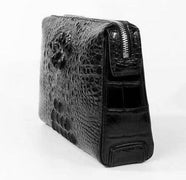 Crocodile Skin Leather Business Code Lock Wallet With Wrist Strap Silver