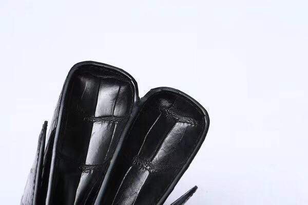 Crocodile Top Handle Bag Black