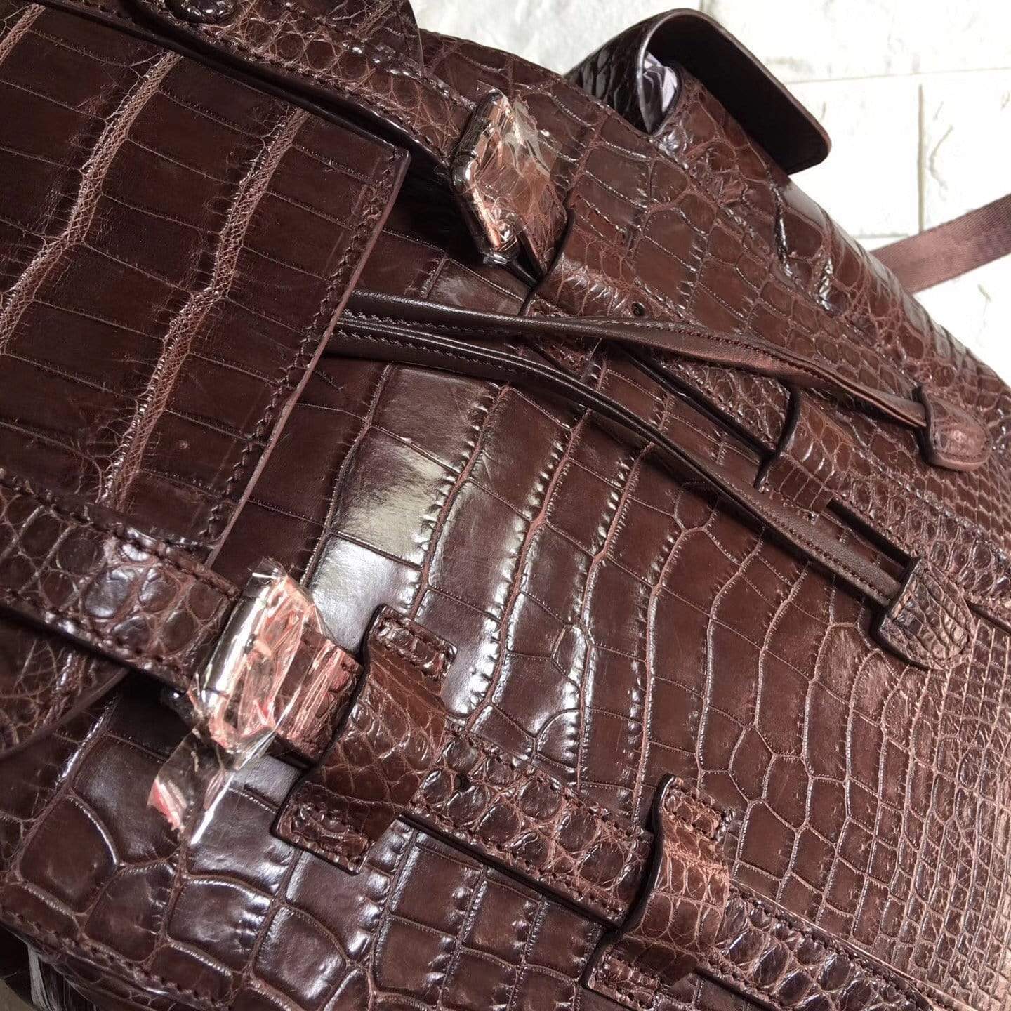 Genuine Crocodile Belly Leather Backpack