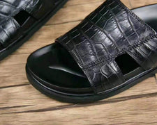 Genuine Crocodile Belly Leather Mens Slipper