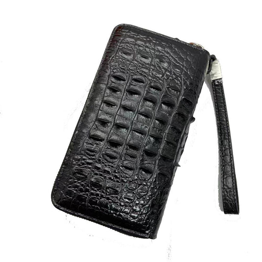 Genuine Crocodile Leather Large Volumn Zip Around Head Bone Wallet