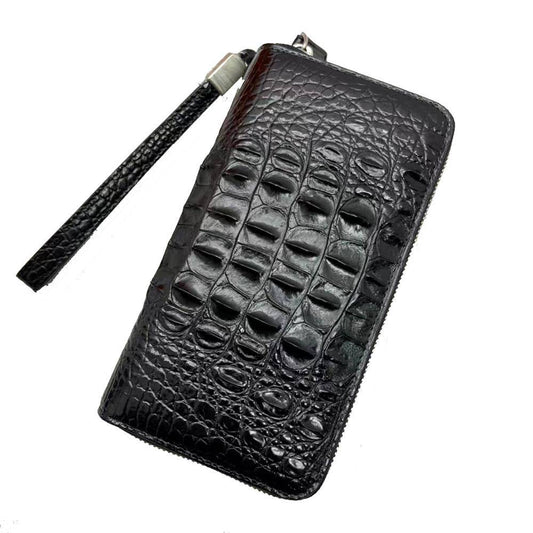 Genuine Crocodile Leather Large Volumn Zip Around Back Bone Wallet