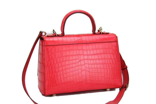 Genuine Crocodile Leather Medium Top Handle Cross Body Shoulder Bag