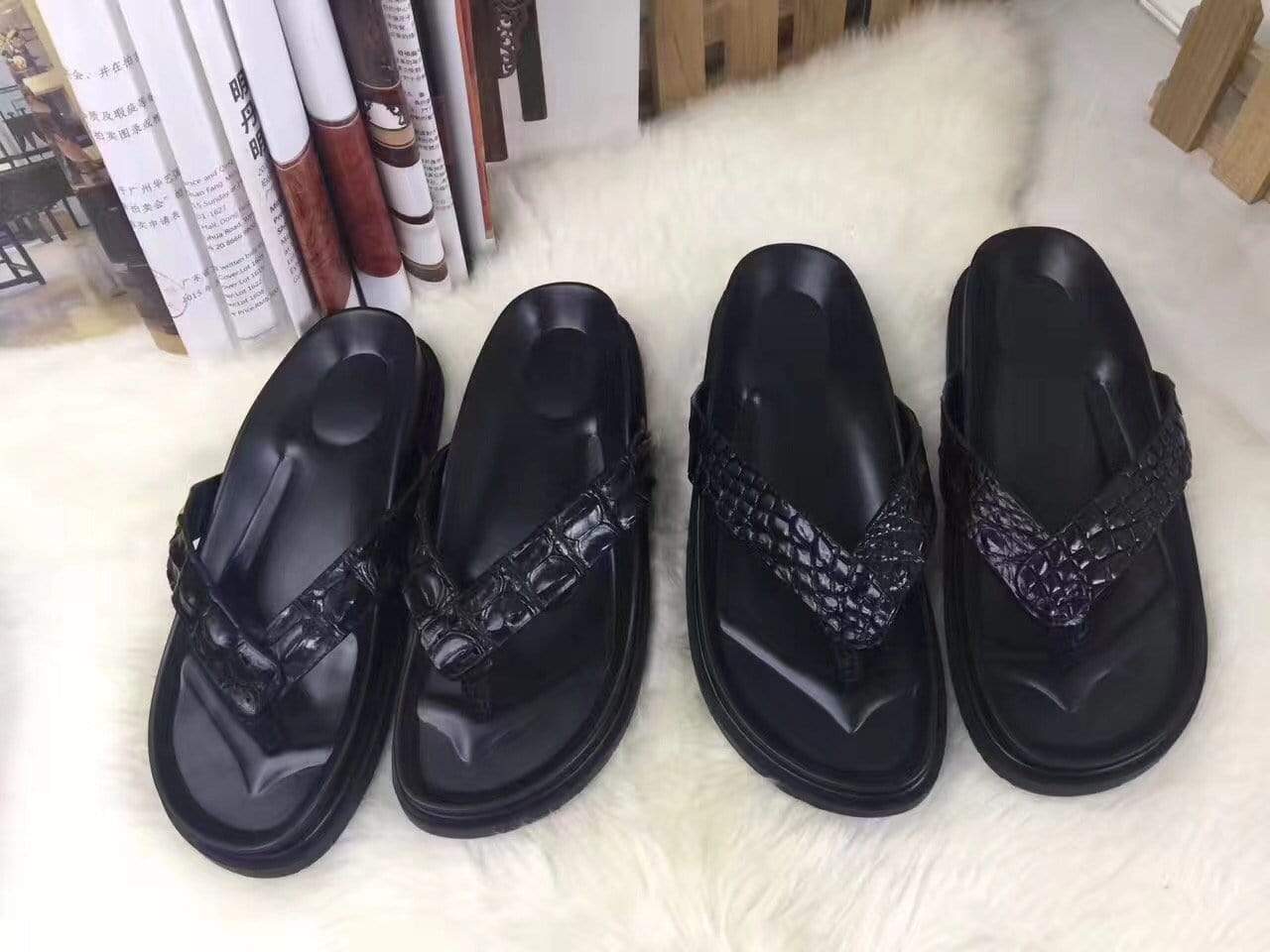 Genuine Crocodile Leather Mens Slipper