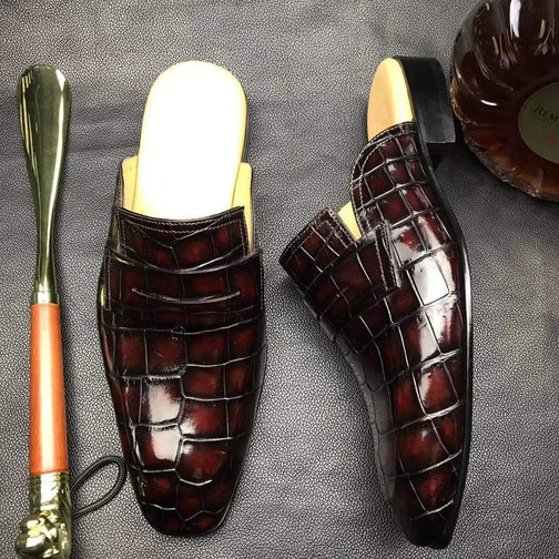 Crocodile Shoes Genuine Crocodile Leather Penny Casual Loafers Slip-On Slippers