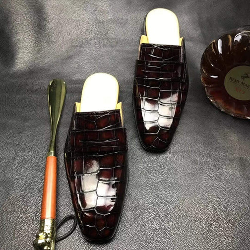 Crocodile Shoes Genuine Crocodile Leather Penny Casual Loafers Slip-On Slippers