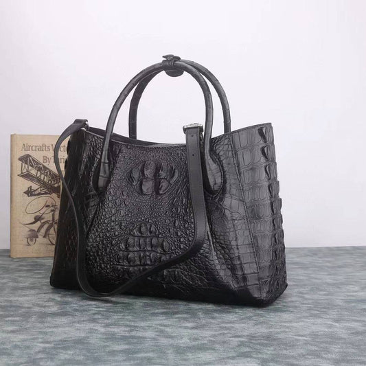 Genuine Crocodile Leather Top Handle Tote Bag