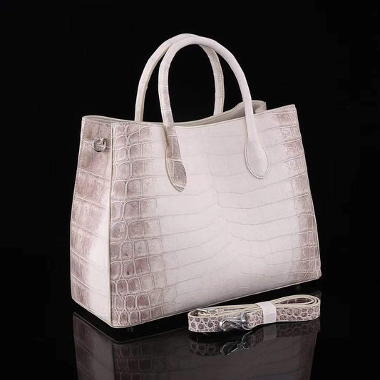 Genuine Crocodile Leather Womens Tote Shoulder Bag Himalaya White 35cm