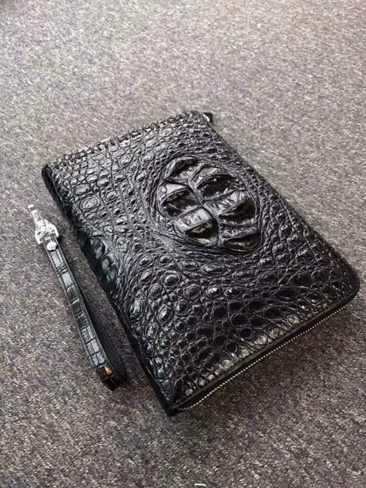 Genuine Crocodile Skin Bone Leather Small Ipad Case,Clutch Bag