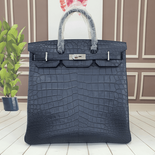 Genuine Crocodile Skin Leather 40cm Oversized Padlock Business Handbags Office Bags