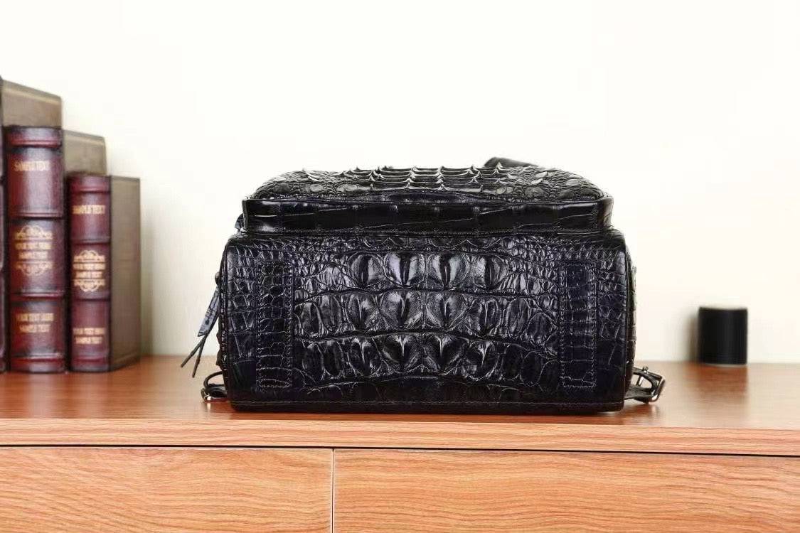 Preorder Genuine Crocodile Skin Bone Leather Backpack Dark Green