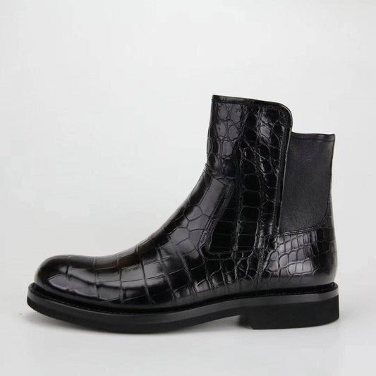 Crocodile Shoes Genuine Crocodile Skin Leather Chelsea Ankle Boots