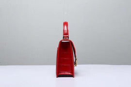 Genuine Crocodile Leather Top Handle Cross Body Bag Red