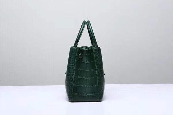 Genuine Crocodile Leather Top Handle Tote With Crossbody Strap Green