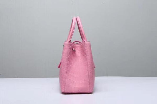 Genuine Crocodile Leather Top Handle Tote Shoulder Bag Pink