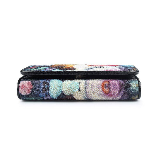 Genuine stingray TriFold Wallet With Floral For Women