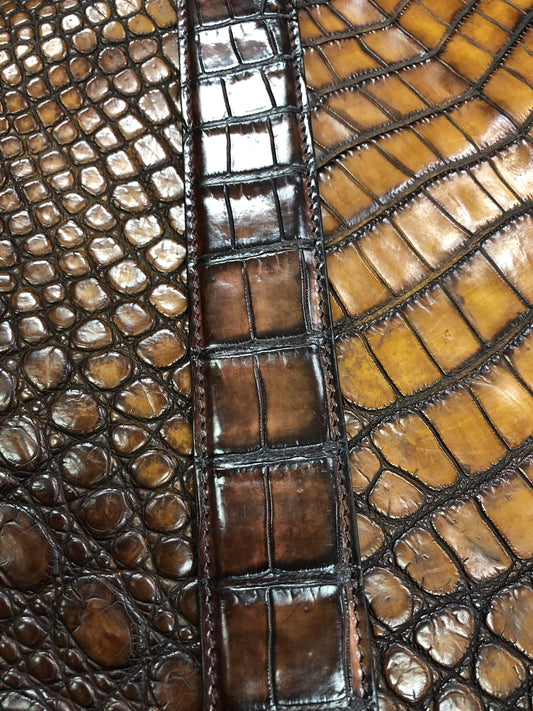 Preorder Hand Painted Vintage Genuine Crocodile Leather Belt Vintage Mauve (Copy)