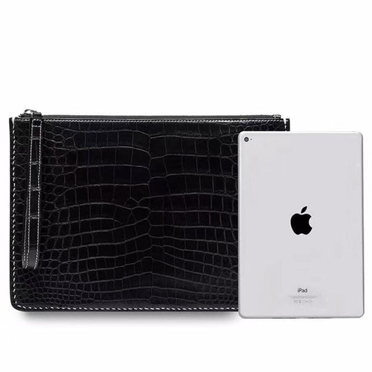 Handmade Stitching Genuine Crocodile Leather Men's Clutch Bag Handbag Envelope Men's Clips Large Capacity Clutches