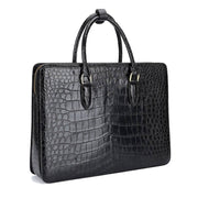 Large Crocodile Leather Laptop Business Briefcase With Password Code Lock