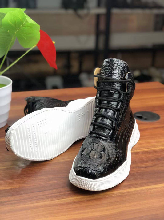 Crocodile Shoes Men's Crocodile Leather Boots Man Martin Boots Leisure Time Boots and Sportwear Man