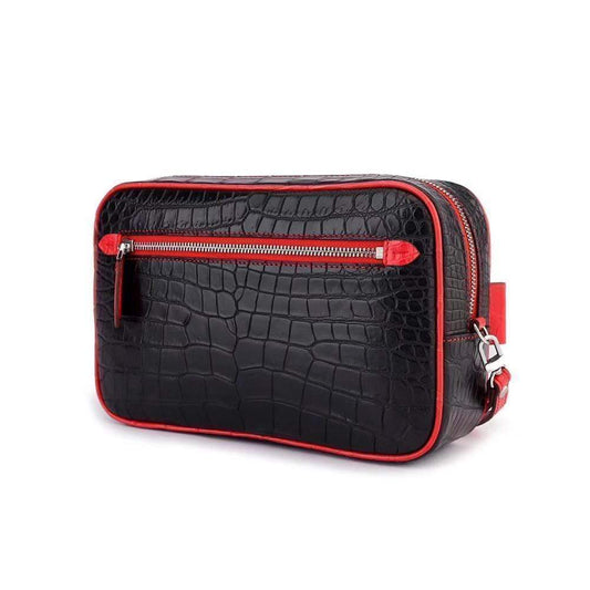 Men's Genuine Crocodile Cluthes Bags Wallet Purse Organizer Crossbody Wrist Bag with Removable Shoulder Strap