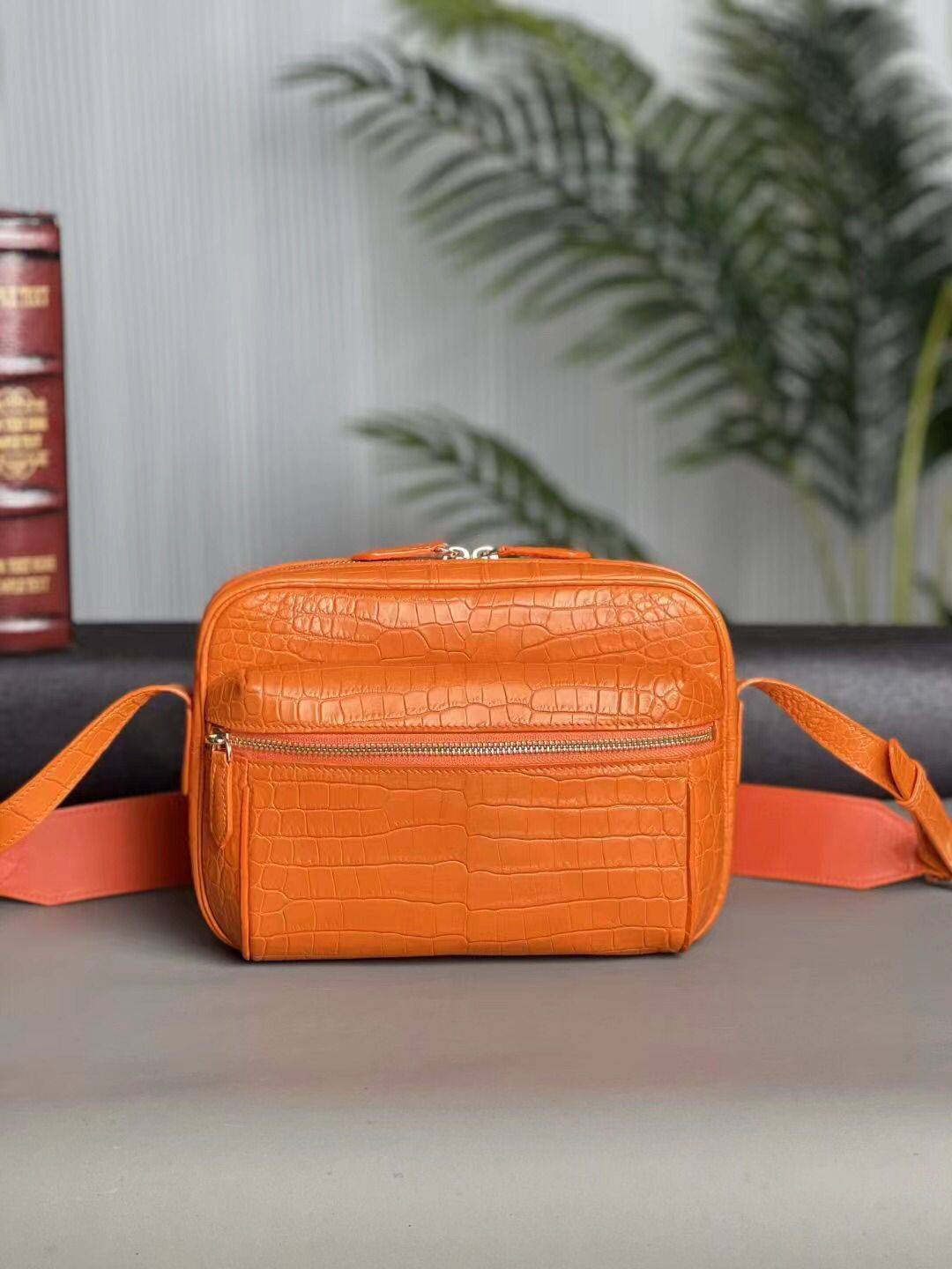 Mens Crocodile Leather Cross Body Shoulder Bag