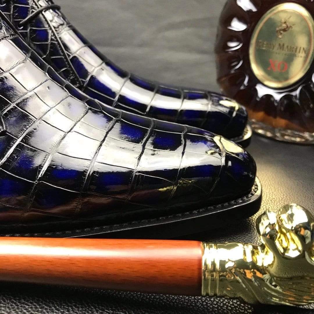 Crocodile Shoes Mens Vintage Crocodile Leather Chukka Boots