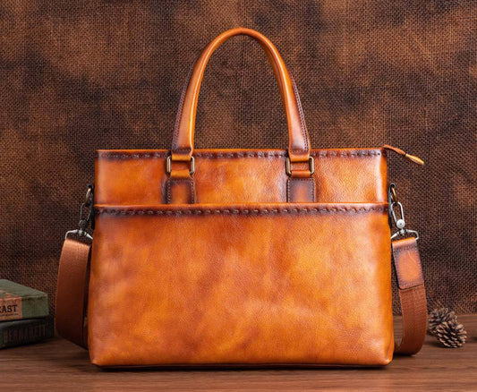 Mens Vintage Leather Buiness Briefcase Shoulder Cross Body Bag 2769
