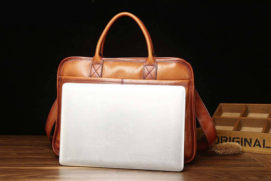 Mens Vintage Leather Buiness Briefcase Shoulder Cross Body Bag 2850