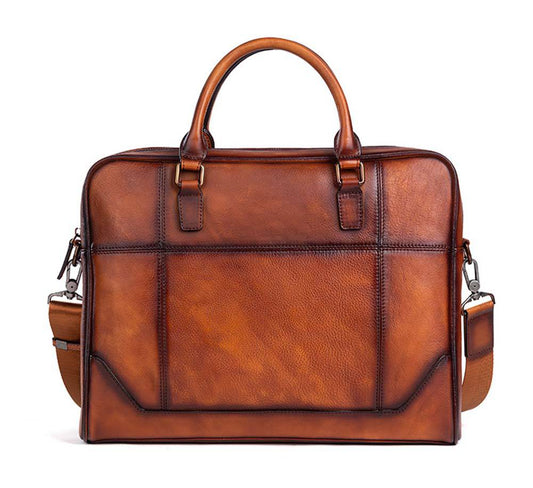 Mens Vintage Leather Buiness Briefcase Shoulder Cross Body Bag 2855