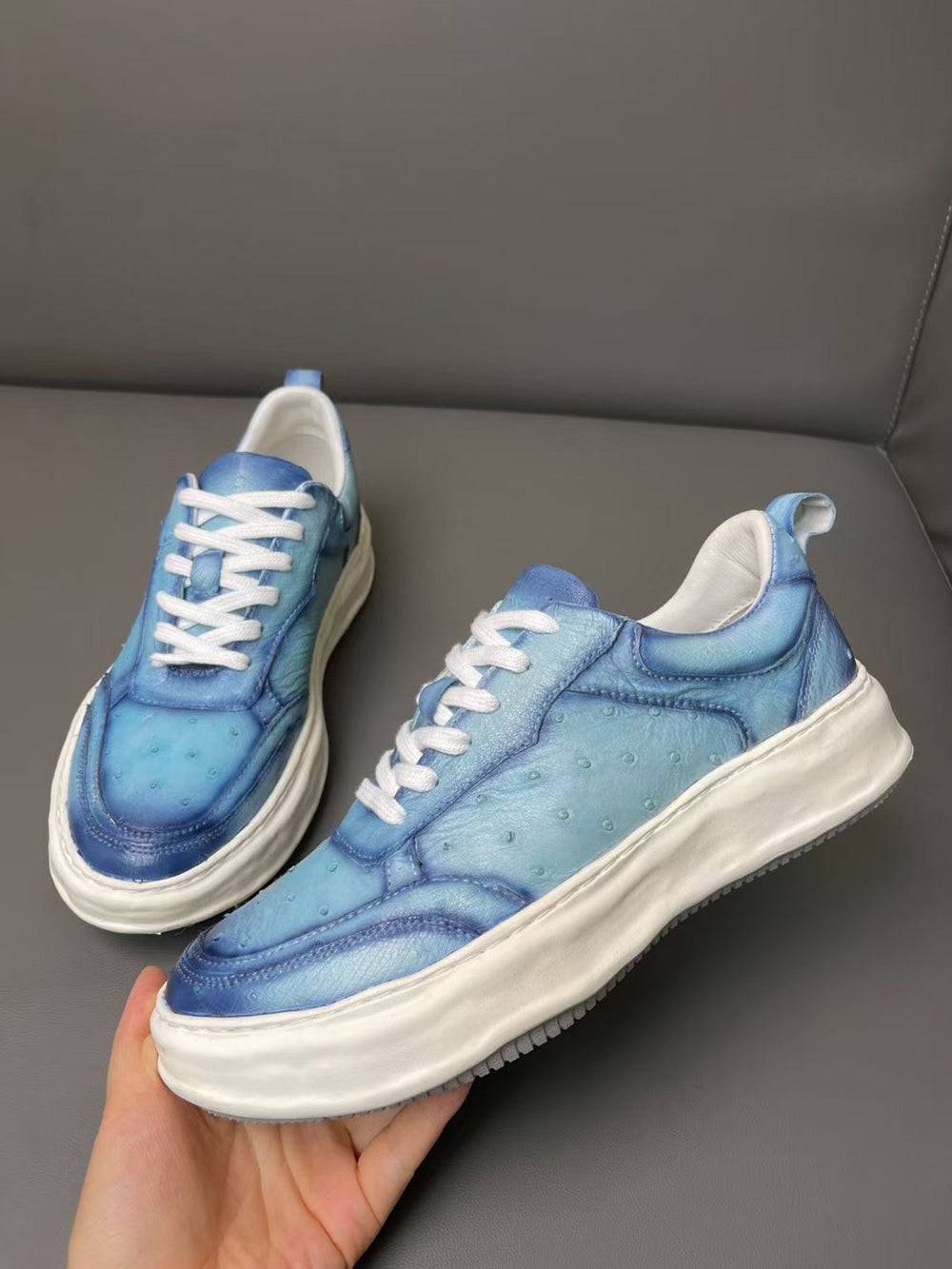 Crocodile Shoes Ostrich Skin Leather Sneaker Shoes,Mens shoes