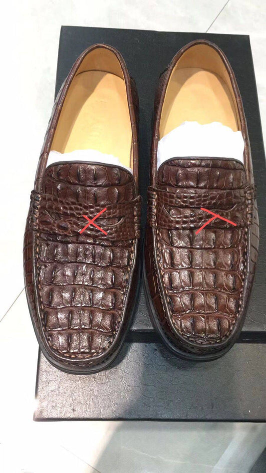 Preorder Genuine Crocodile Leather Mens Casual Slip On Shoes