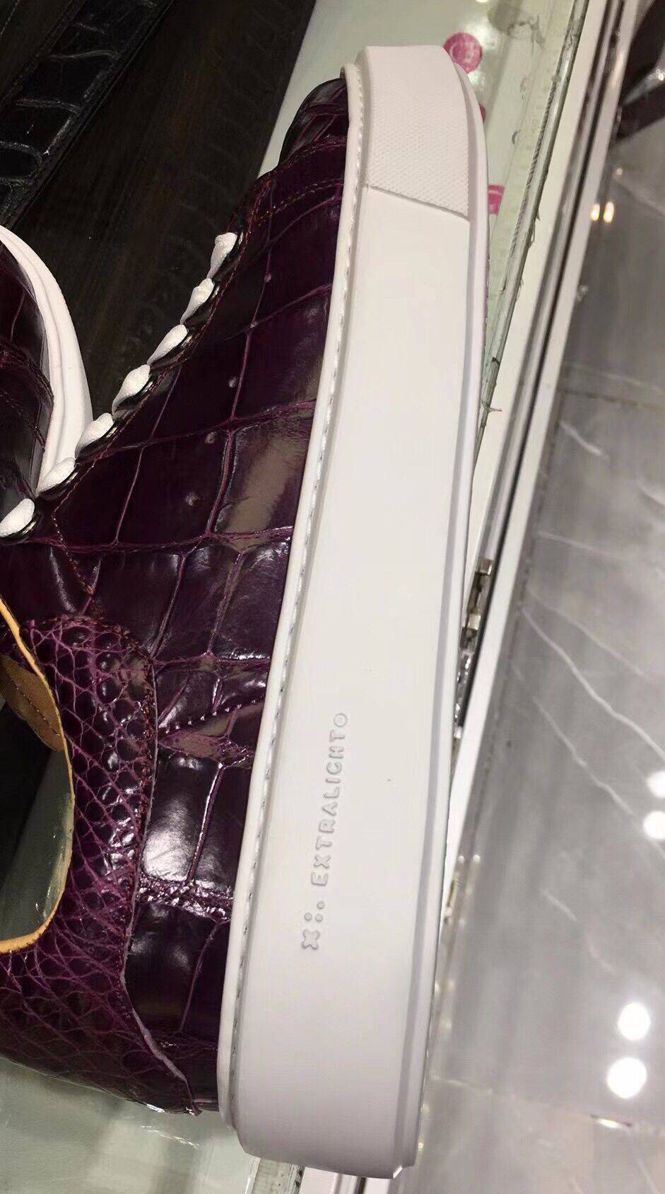 Preorder Mens Crocodile Bone Leather Driving Shoes Slip on Flats Walking Shoes Black