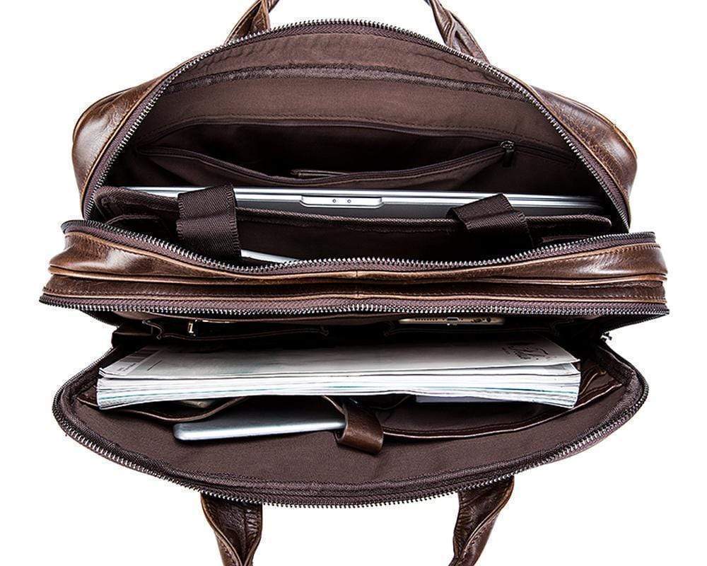 Rossie Viren Leather Laptop Bag Mens Briefcase Messenger Bag Mens Portfolio Slim Bag
