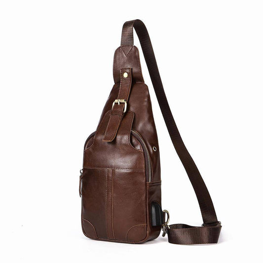 Rossie Viren Men Outdoor Shoulder Chest Bag Travel Daypack with USB Charging Port