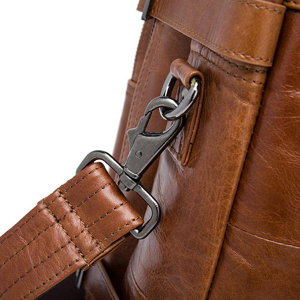 Rossie Viren Men's Dual Large Capacity Vintage Leather Briefcase