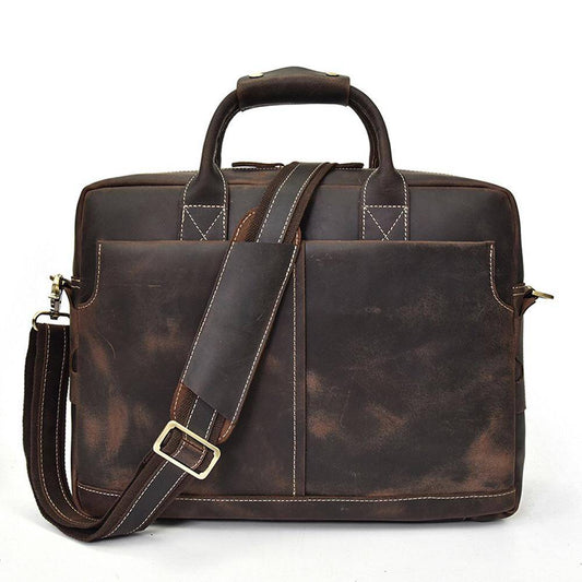 Rossie Viren Men's Large Vintage Brown Leather Briefcase / Leather Satchel / Leather Travel Bag /Leather Messenger Bag