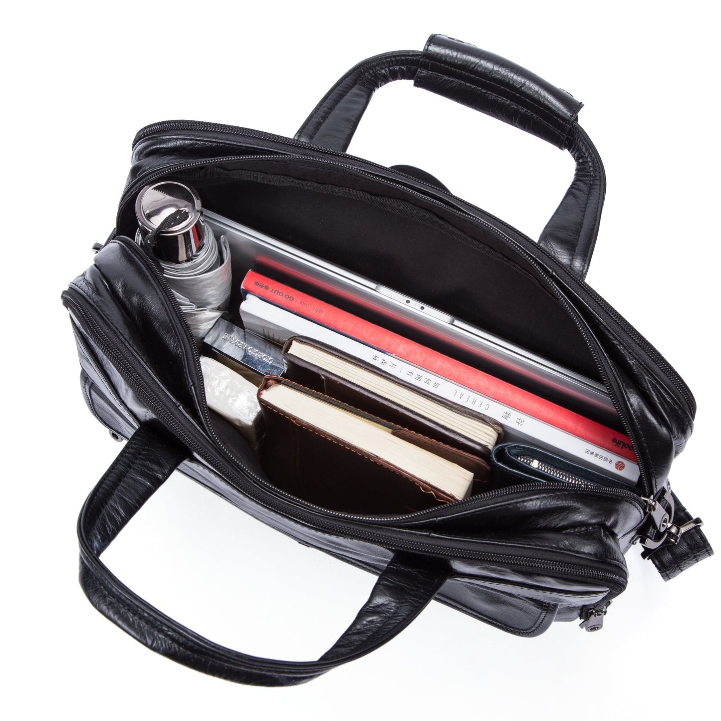 Rossie Viren Men's Vintage Cowhide Leather Luggage Slim Briefcase