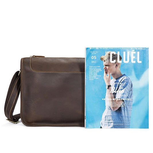 Rossie Viren Men's Vintage Leather Satchel Messenger Crossbody Bag