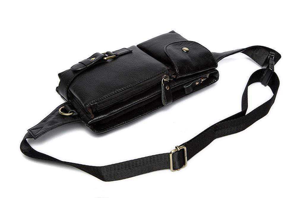 Rossie Viren Mens Leather Waist Bag Pack Outdoors Belt Bags