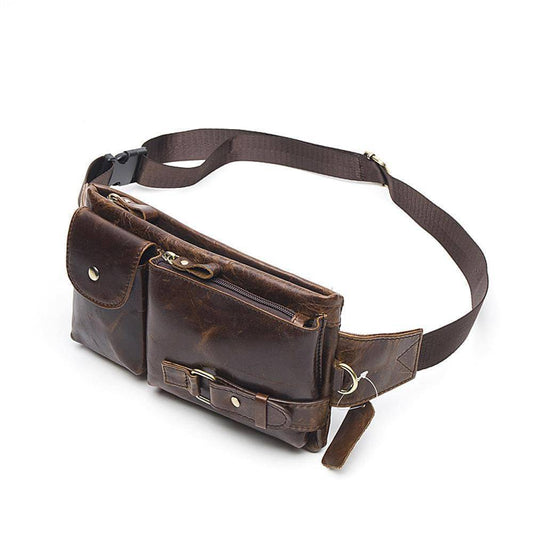 Rossie Viren Mens Leather Waist Bag Pack Outdoors Belt Bags